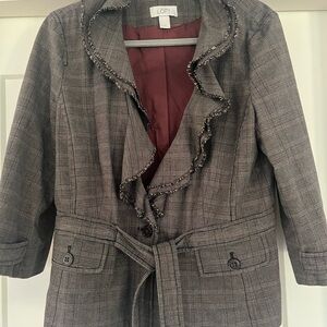 LOFT Women's Charcoal Plaid Blazer